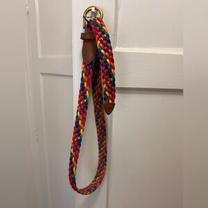 Braided Multicolor Genuine Leather Belt – Brass Buckle